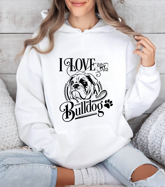 Дамски суитшър I love bulldog DTF