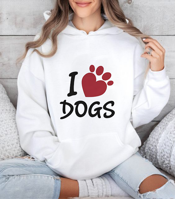 Дамски суитшър I love dogs DTF