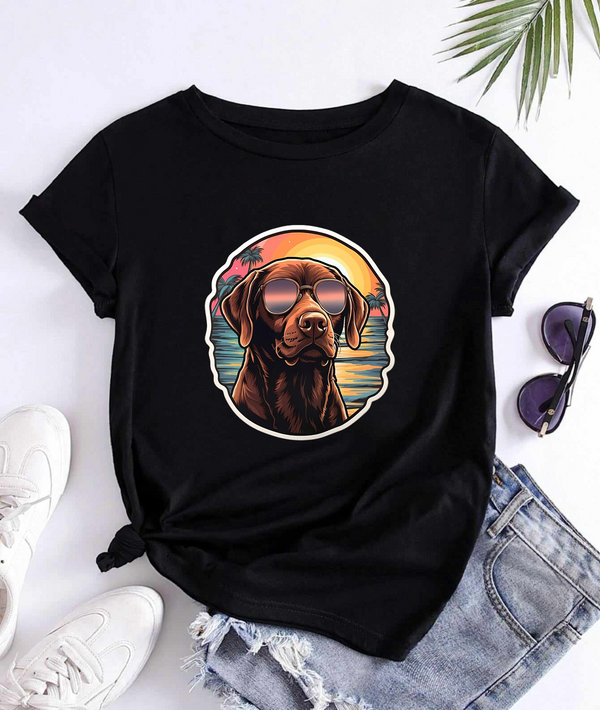 Дамска тениска Labrador with sunglasses DTF