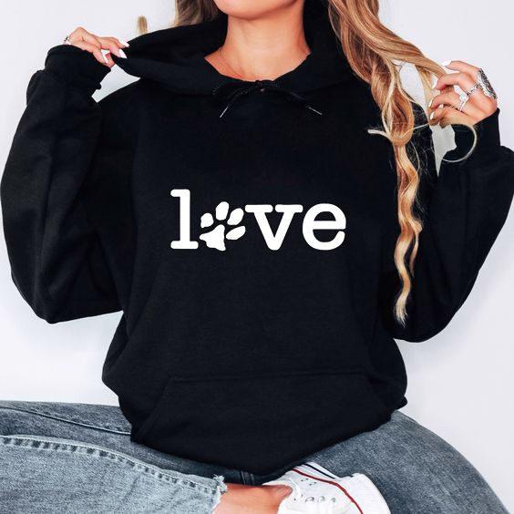 Дамски суитшър Love paw font white DTF