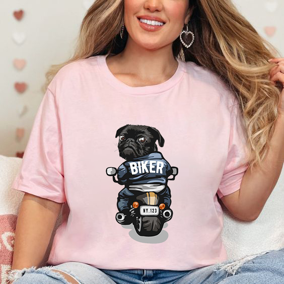 Дамска тениска Biker Pug DTF