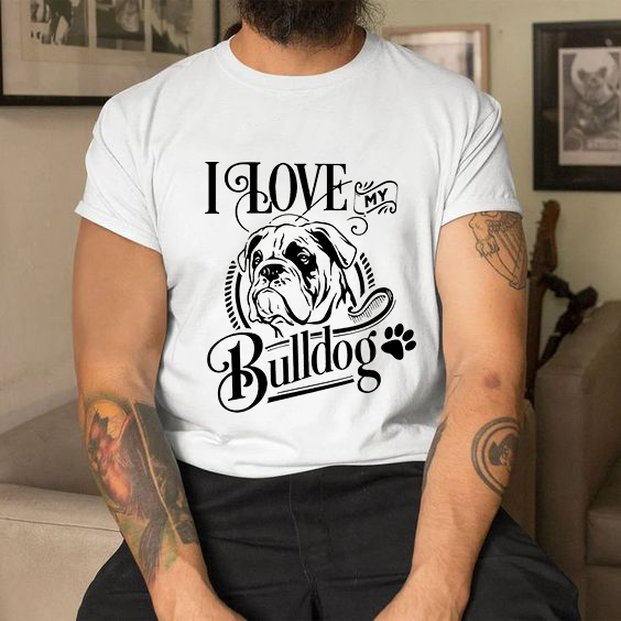 Мъжка тениска I love bulldog DTF