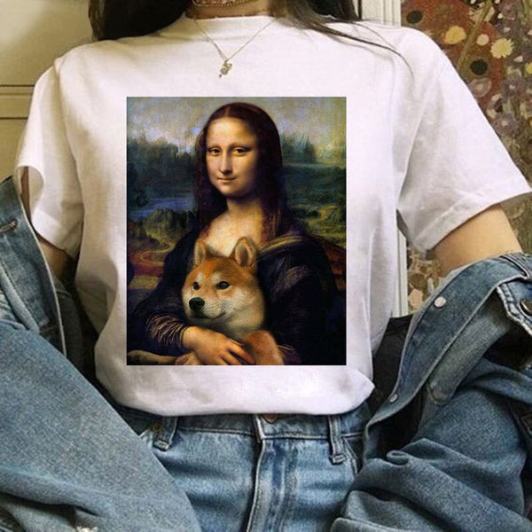 Дамска тениска Mona Lisa with a Dog DTG