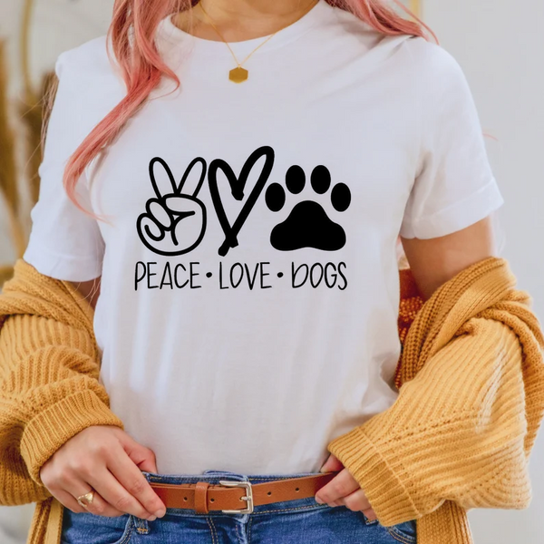 Дамска тениска Peace Love Dogs DTF