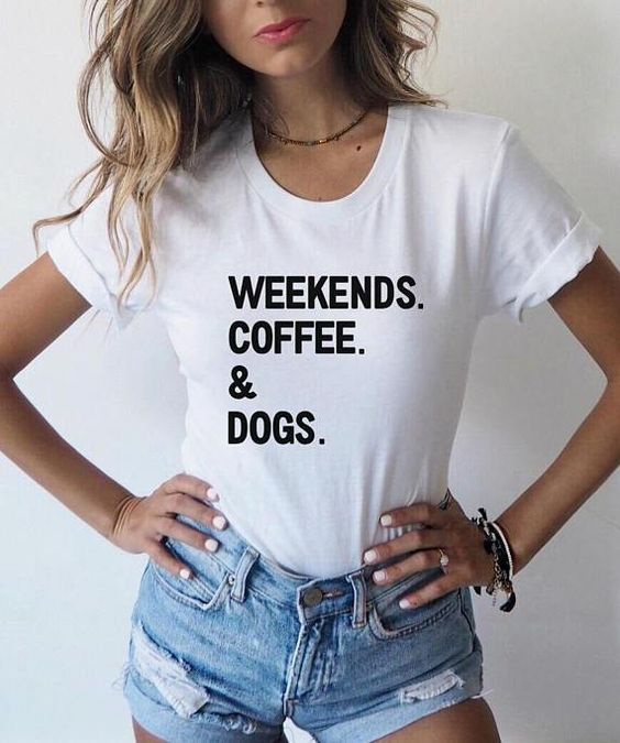 Дамска тениска Weekends.Coffee. & Dogs.